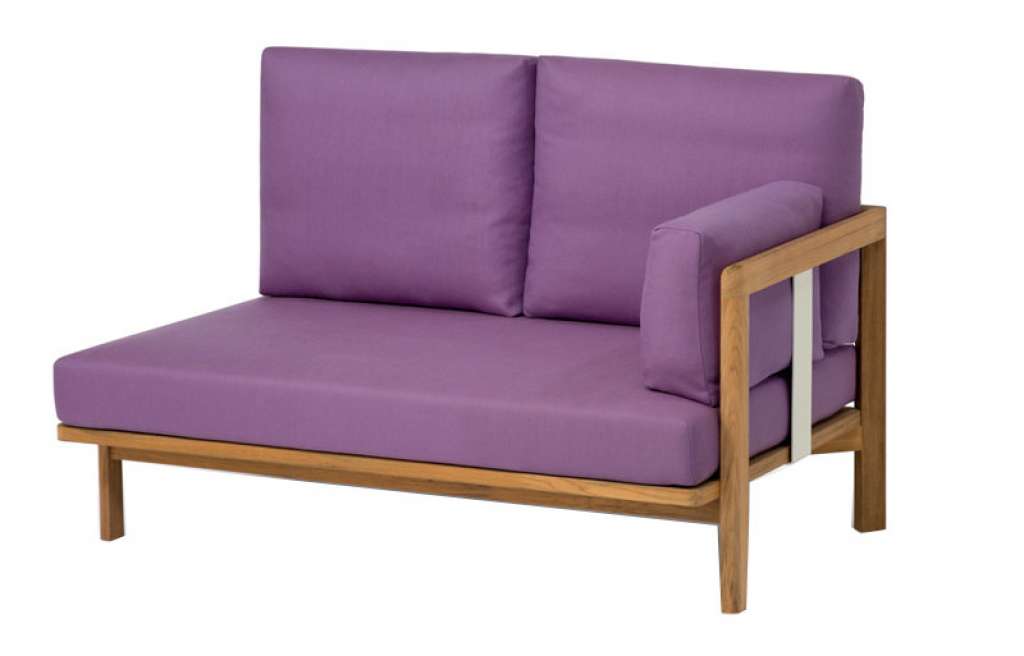 Weishäupl - Newport 2 Sitzer Anbauelement - Armlehne rechts - Dolan taupe - Gestell Edelstahl - outdoor