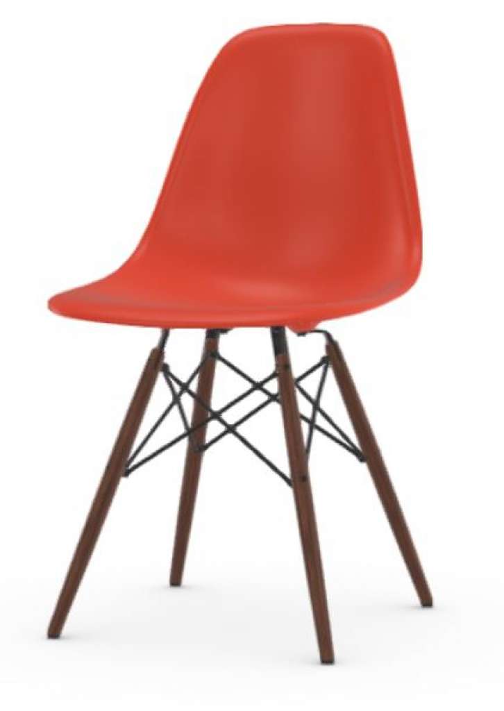 Vitra - DSW Gestell dunkel - rot - Sitzhöhe 43 - indoor