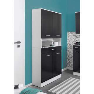 Badezimmerhochschrank in Anthrazit und Weiß 60 cm breit