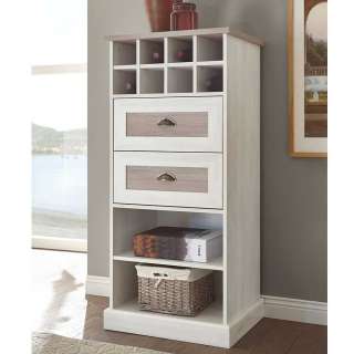 Weinregal im Landhausstil Pinie White Wash Optik
