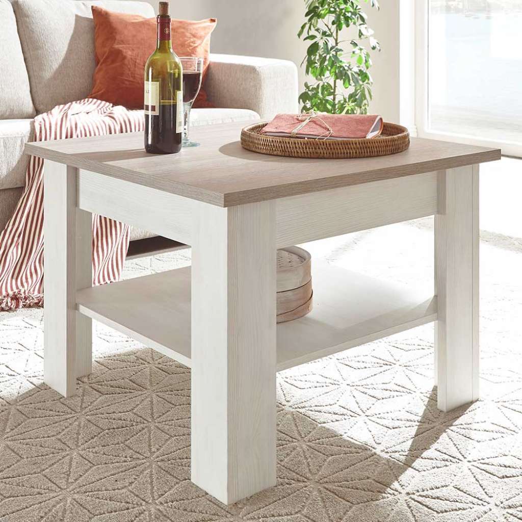 Sofatisch in Pinie White Wash Optik 70 cm breit