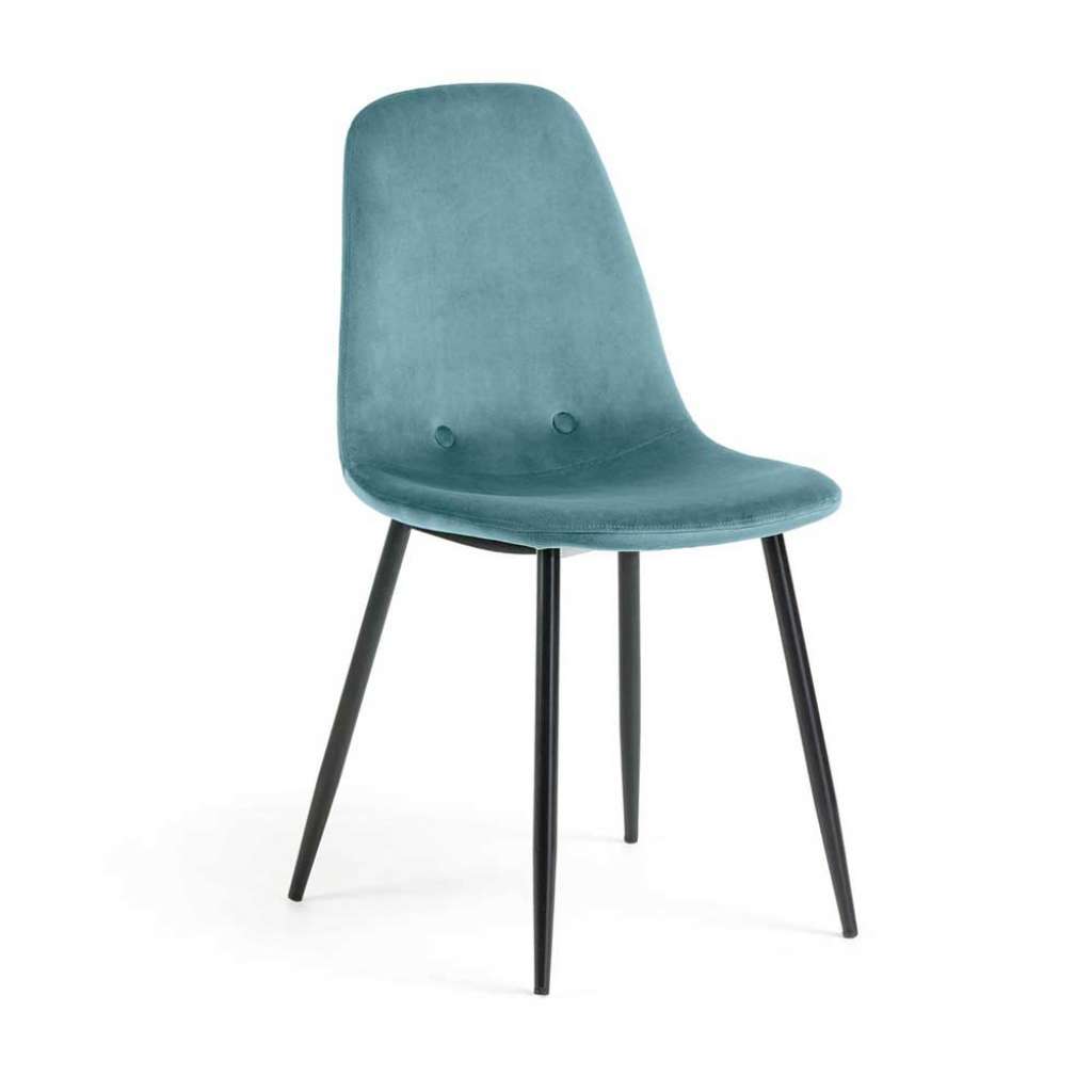 Samt Küchenstühle in Türkis Skandi Design (4er Set)