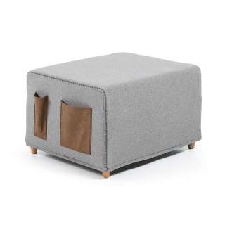 Hocker in Grau Webstoff 70 cm breit