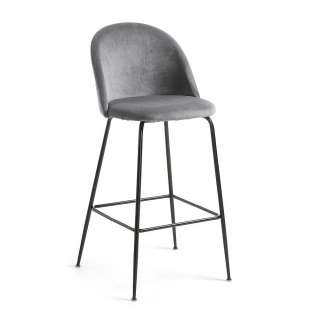 Barhocker in Grau Samt Retro Design (2er Set)