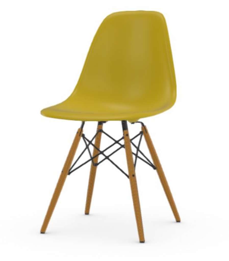 Vitra - DSW Eames Plastic Sidechair - senf - Gestell Esche - Sitzhöhe 43 cm - indoor