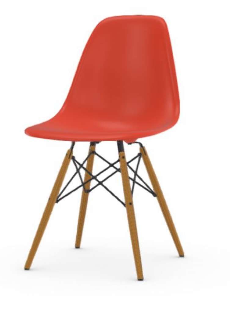 Vitra - DSW Eames Plastic Sidechair - rot - Gestell Esche - Sitzhöhe 43 cm - indoor