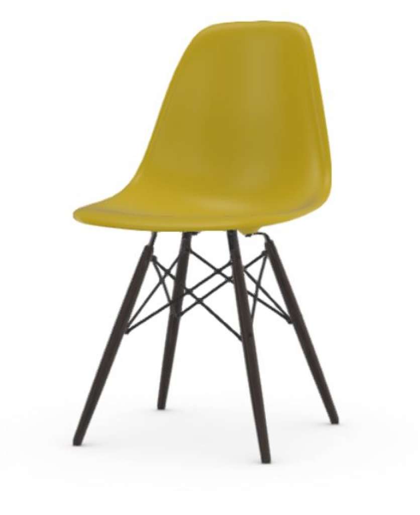 Vitra - DSW Gestell schwarz - senf - Sitzhöhe 43 cm - indoor