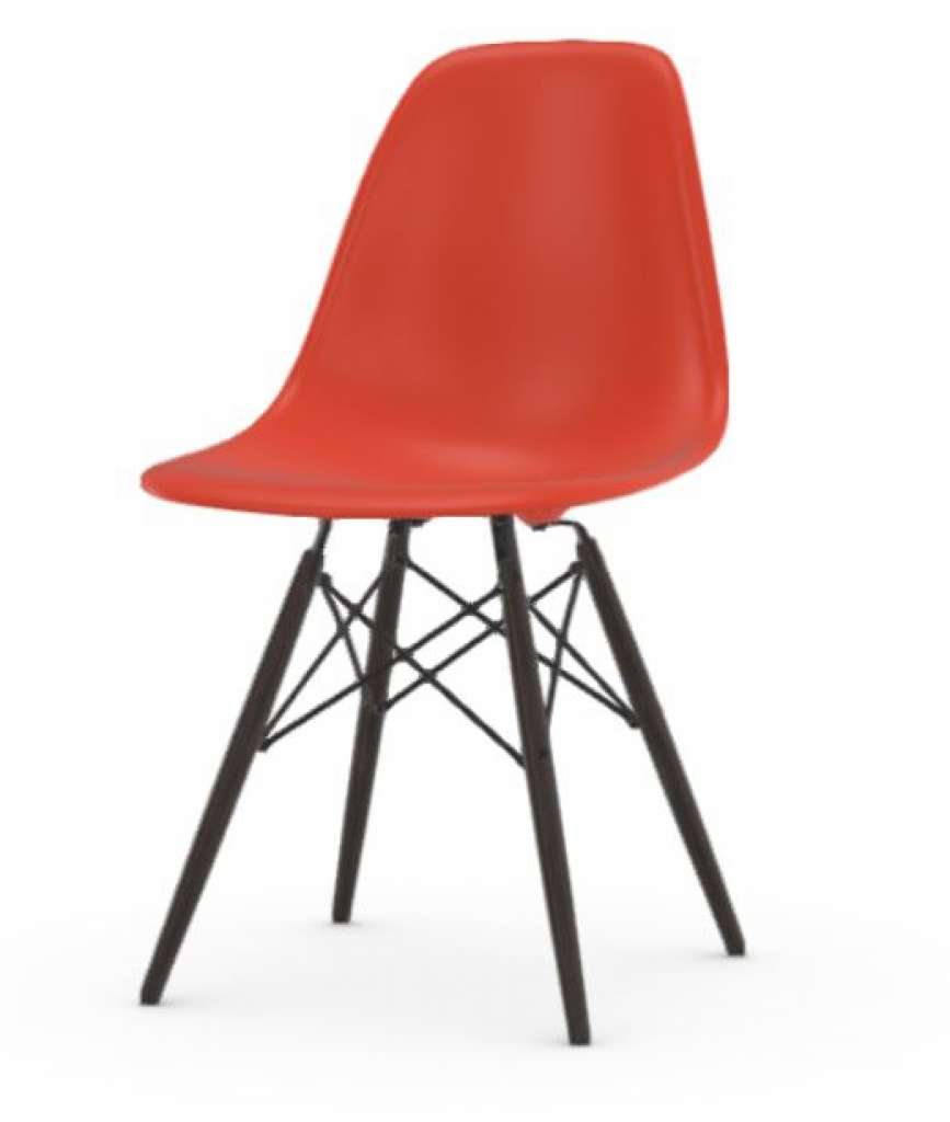 Vitra - DSW Gestell schwarz - rot - Sitzhöhe 43 cm - indoor