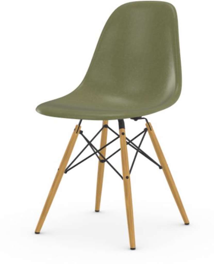 Vitra - Eames Fiberglass Side Chair DSW, Gestell Ahorn gelblich, 05Filzgleiter Hartboden - 05 Eames Sea Foam Green - indoor