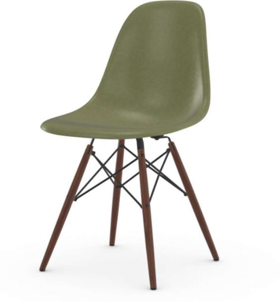 Vitra - Eames Fiberglass Side Chair DSW, Gestell Ahorn dunkel, 05Filzgleiter Hartboden - 05 Eames Sea Foam Green - indoor
