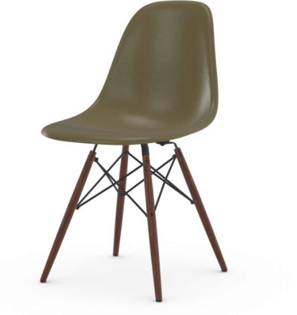 Vitra - Eames Fiberglass Side Chair DSW, Gestell Ahorn dunkel, 05Filzgleiter Hartboden - 06 Eames Raw Umber - indoor