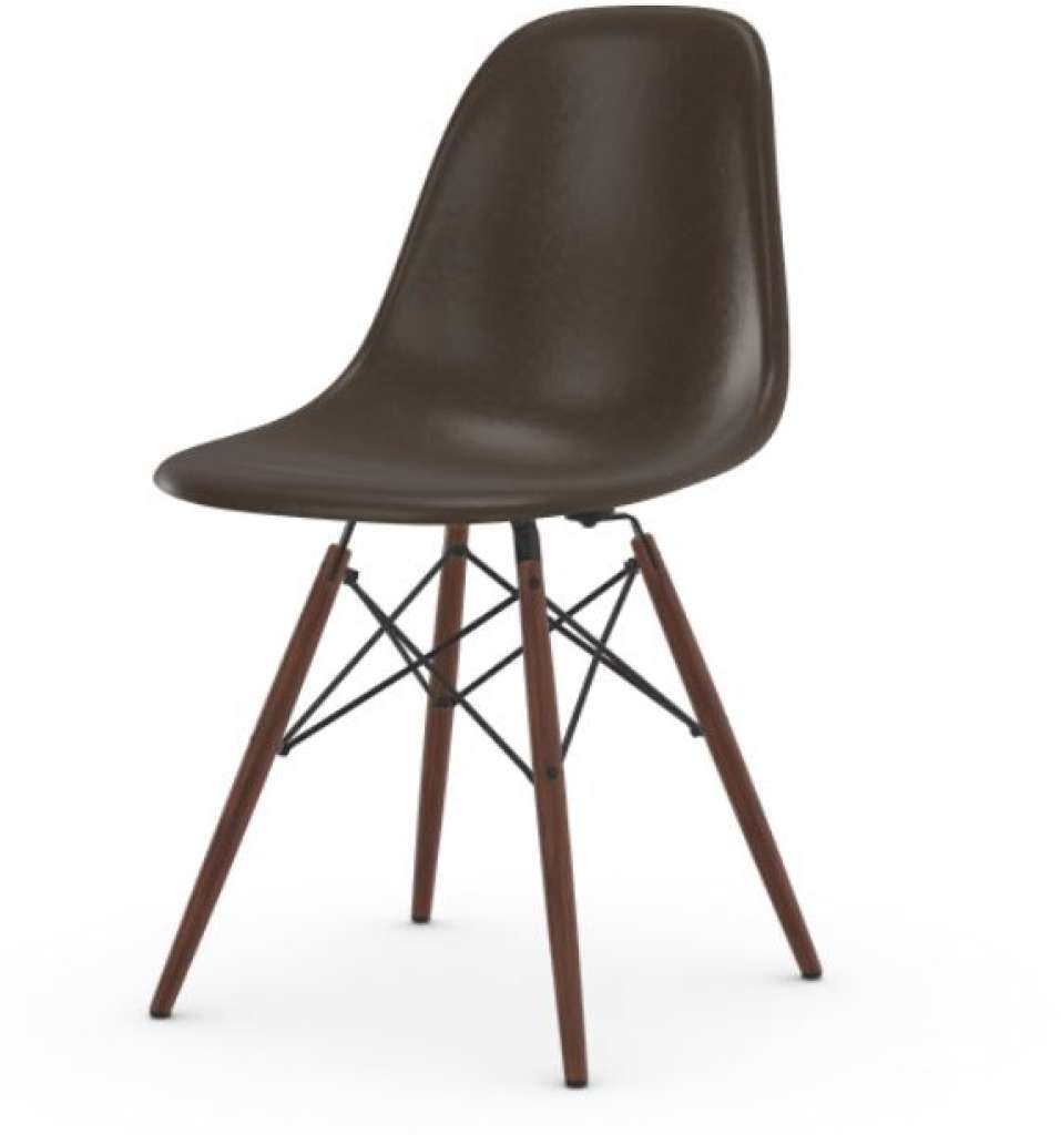 Vitra - Eames Fiberglass Side Chair DSW, Gestell Ahorn dunkel, 05Filzgleiter Hartboden - 04 Eames Elephant Hide Grey - indoor