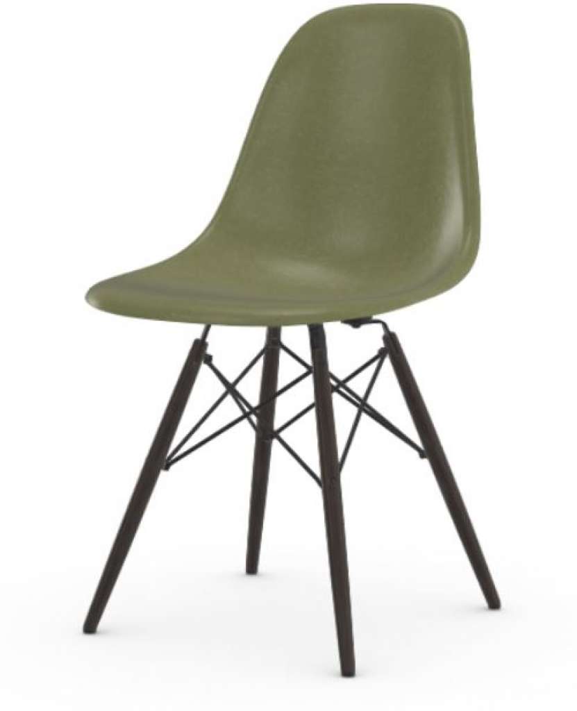 Vitra - Eames Fiberglass Side Chair DSW, Gestell Ahorn schwarz, 05Filzgleiter Hartboden - 05 Eames Sea Foam Green - indoor