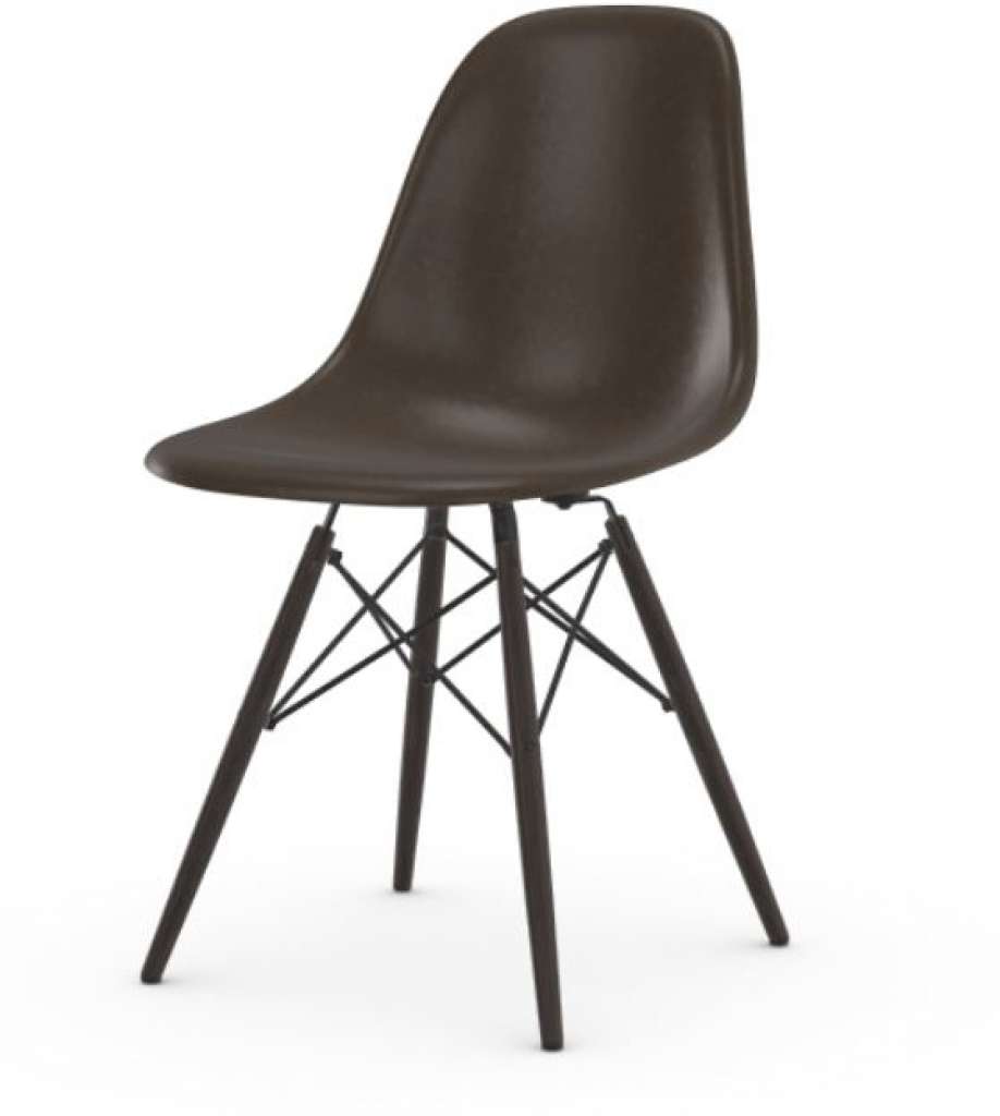 Vitra - Eames Fiberglass Side Chair DSW, Gestell Ahorn schwarz, 05Filzgleiter Hartboden - 04 Eames Elephant Hide Grey - indoor
