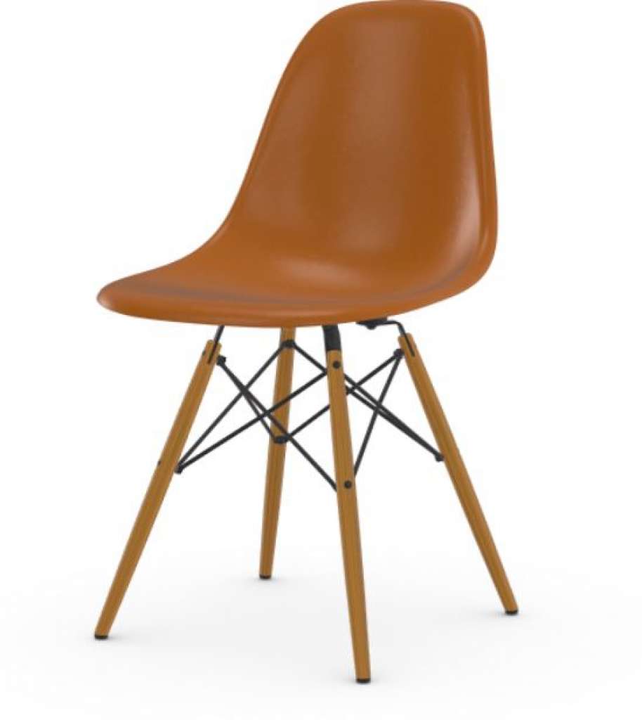 Vitra - Eames Fiberglass Side Chair DSW, Gestell Esche honigfarben, 05Filzgleiter Hartboden - 05 Eames Sea Foam Green - indoor