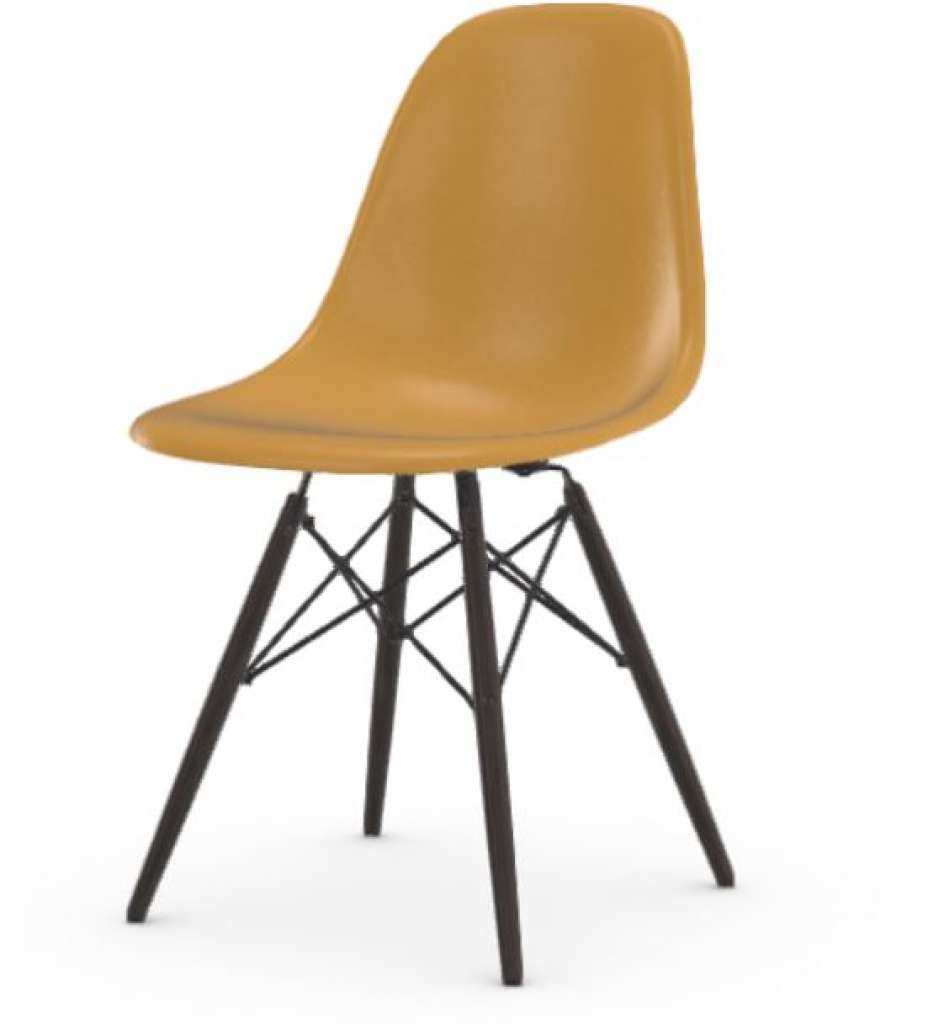 Vitra - Eames Fiberglass Side Chair DSW, Gestell Ahorn schwarz, 05Filzgleiter Hartboden - 06 Eames Raw Umber - indoor