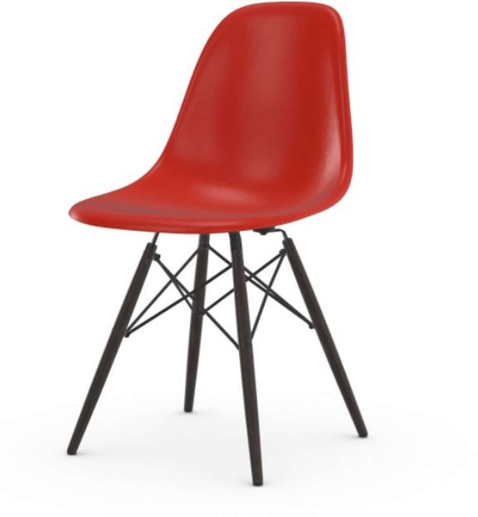 Vitra - Eames Fiberglass Side Chair DSW, Gestell Ahorn schwarz, 05Filzgleiter Hartboden - 04 Eames Elephant Hide Grey - indoor