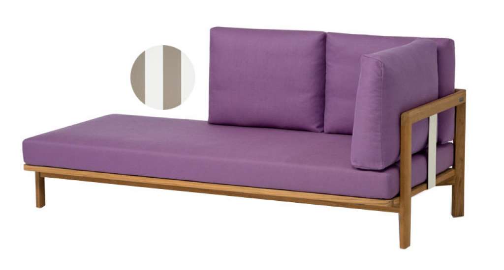 Weishäupl - Newport Recamiere -  links - Delon  taupe-weiß - Gestell Edelstahl - outdoor