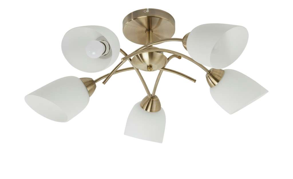 Deckenleuchte, 5-flammig, fume´/ Glas alabaster ¦ gold ¦ Maße (cm): H: 33 Ø: 70 Lampen & Leuchten > Innenleuchten > Deckenleuchten - Höffner