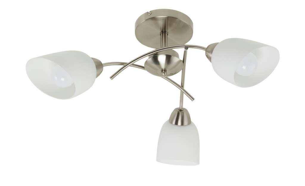 Deckenleuchte, 3-flammig, Nickel-matt, Glas weiß ¦ silber ¦ Maße (cm): H: 29 Ø: 70 Lampen & Leuchten > Innenleuchten > Deckenleuchten - Höffner