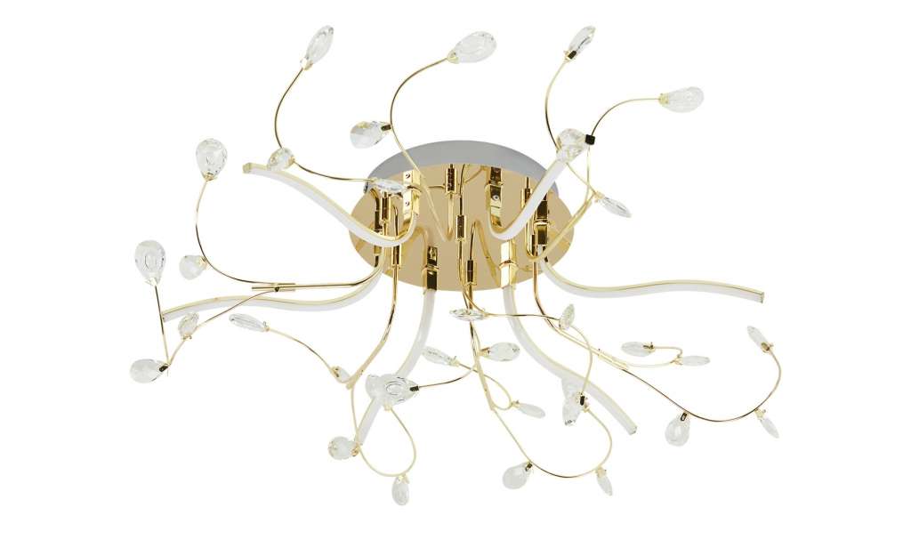 KHG LED-Kristall-Deckenleuchte, 6-flammig, goldfarben ¦ gold ¦ Maße (cm): H: 26 Ø: 75 Lampen & Leuchten > Innenleuchten > Deckenleuchten - Höffner