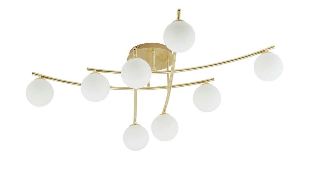 KHG Deckenleuchte, 8-flammig, Messing mit Glaskugeln ¦ gold ¦ Maße (cm): B: 89 H: 24 Lampen & Leuchten > Innenleuchten > Deckenleuchten - Höffner