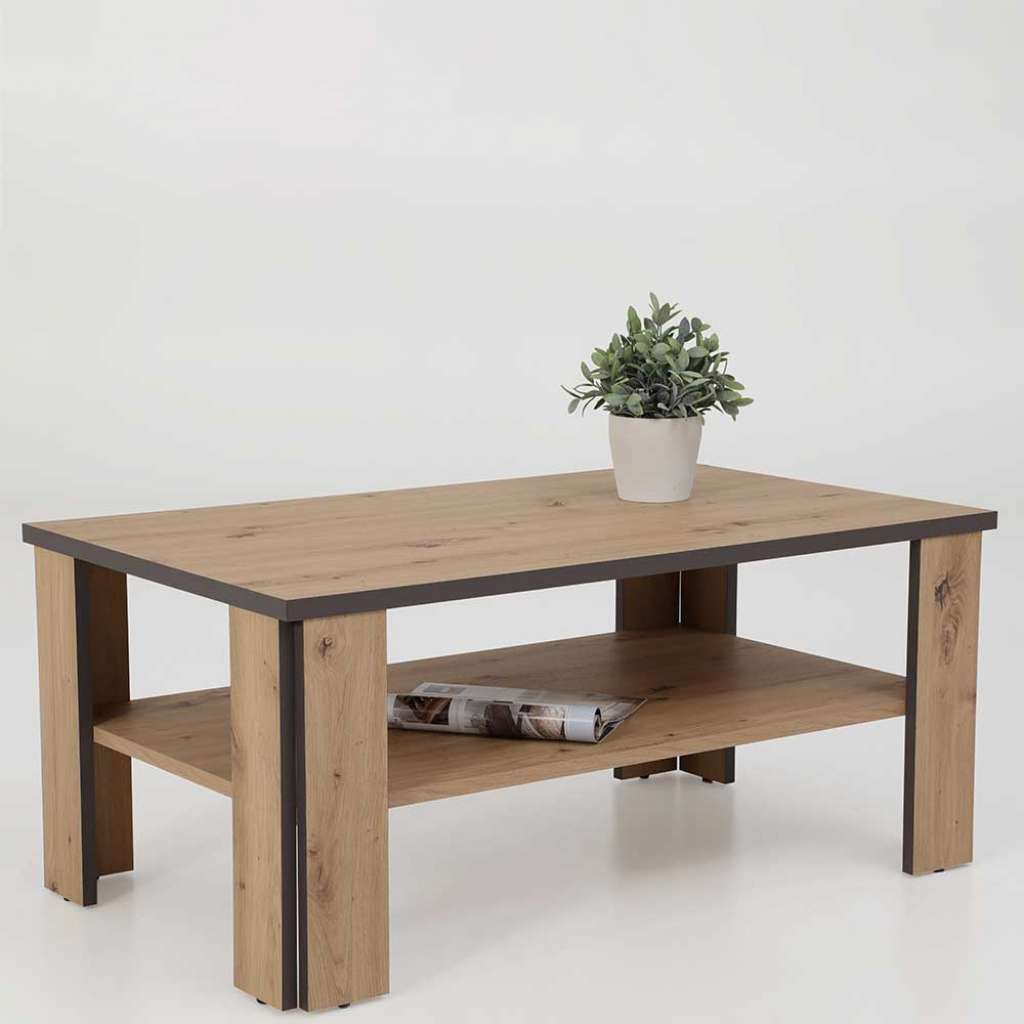 Couchtisch in Eichefarben und Grau 100 cm breit