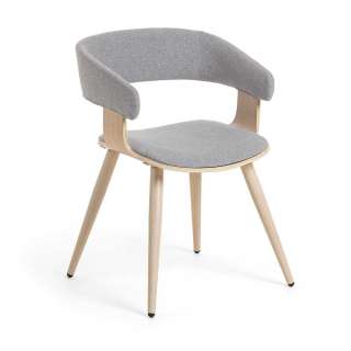 Esstischstuhl in Grau Webstoff Skandi Design