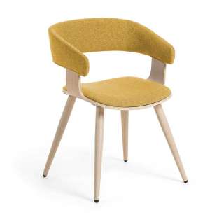 Stuhl in Gelb Webstoff Skandi Design
