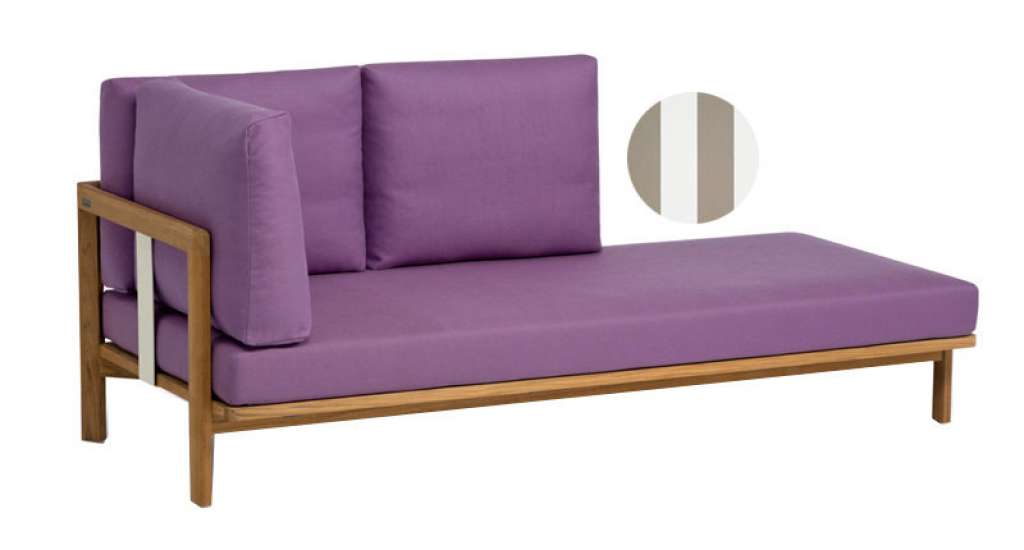 Weishäupl - Newport Recamiere -  rechts - Delon taupe-weiß - Gestell Edelstahl - outdoor