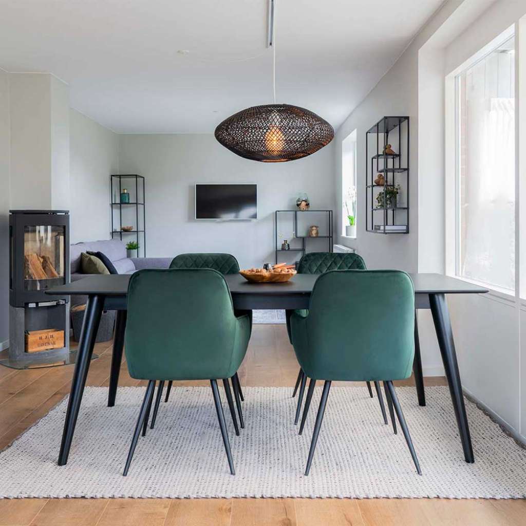 Essgruppe in Schwarz und Dunkelgrün Skandi Design (5-teilig)