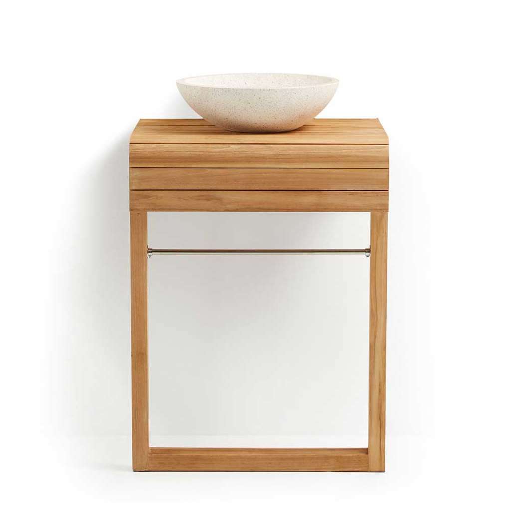 Waschtischschrank aus Teak Massivholz Aufsatz-Waschbecken