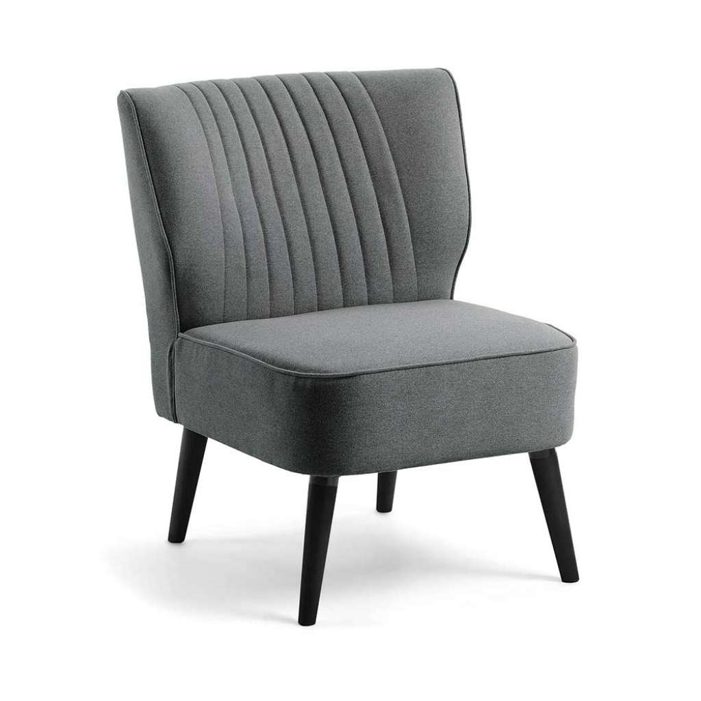 Retro Sessel in Dunkelgrau Webstoff 4-Fuß Gestell aus Holz