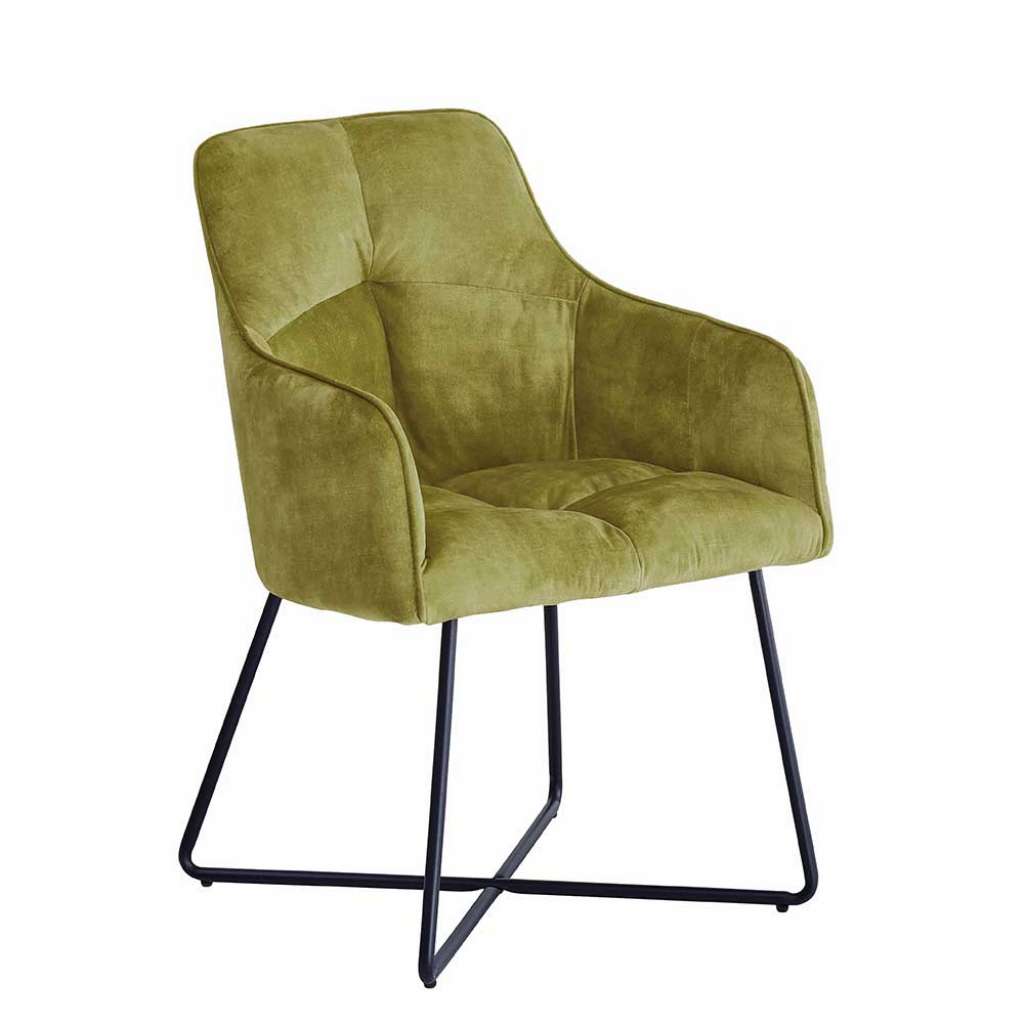 Polsterstühle in Grün Velours Armlehnen (2er Set)