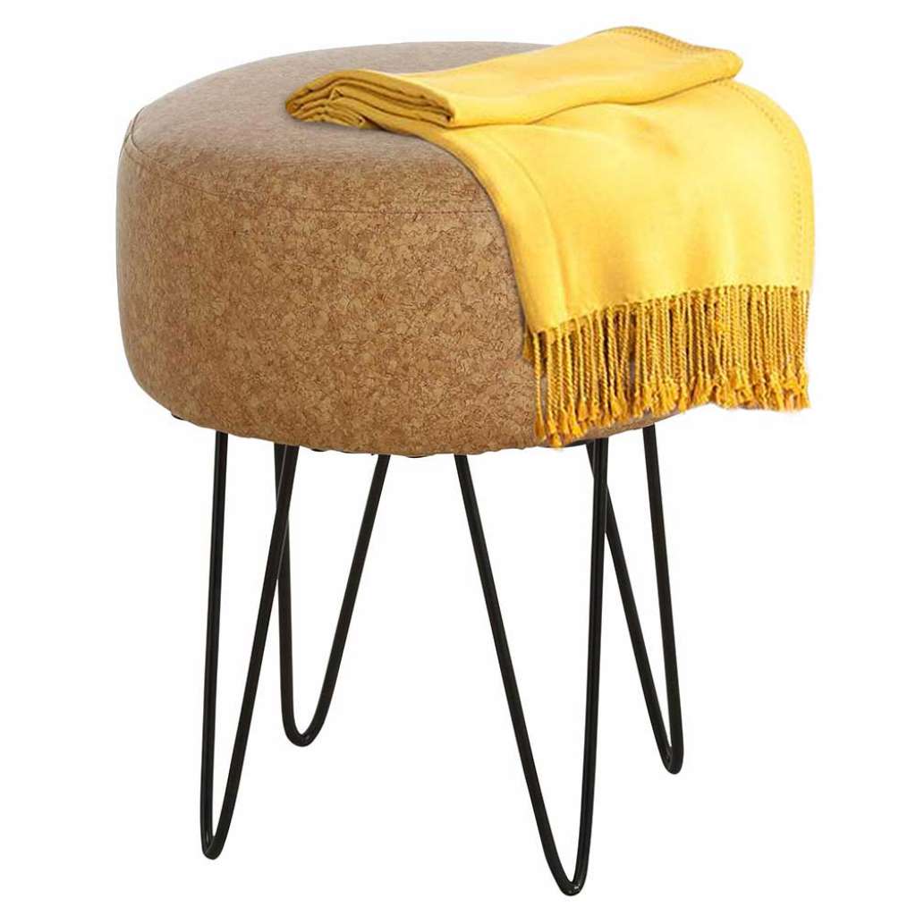 Polsterhocker in Braun Kunstleder 35 cm breit