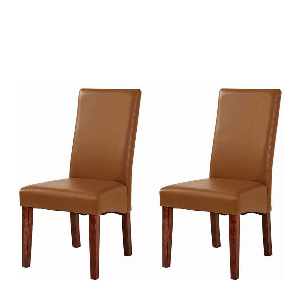 Esszimmer Polsterstühle in Braun Kunstrattan (2er Set)