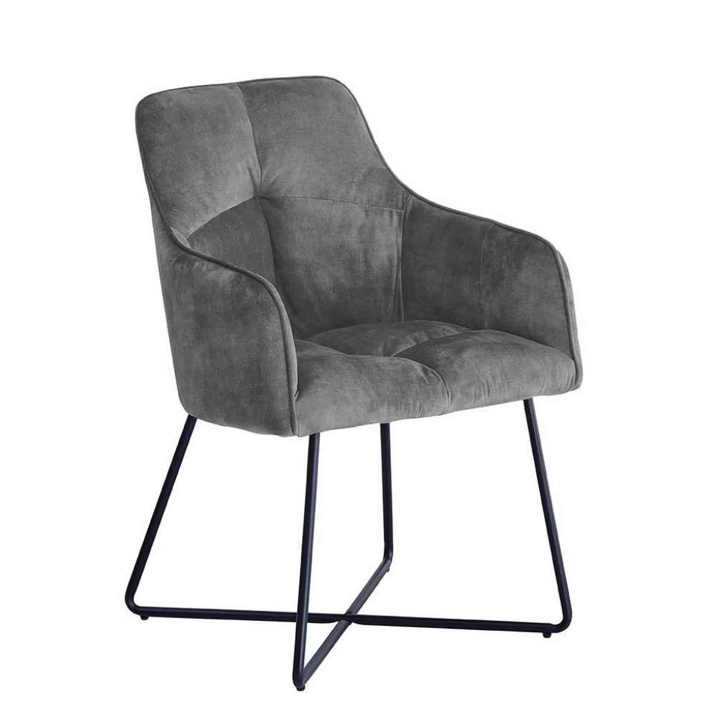 Armlehnenstühle in Anthrazit Velours Metallbügeln (2er Set)