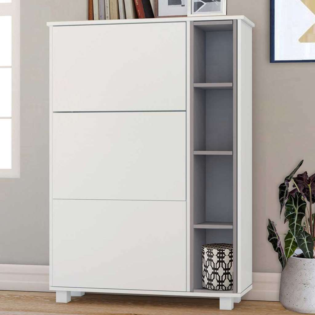 Garderobenschuhschrank in Weiß und Grau Skandi Design