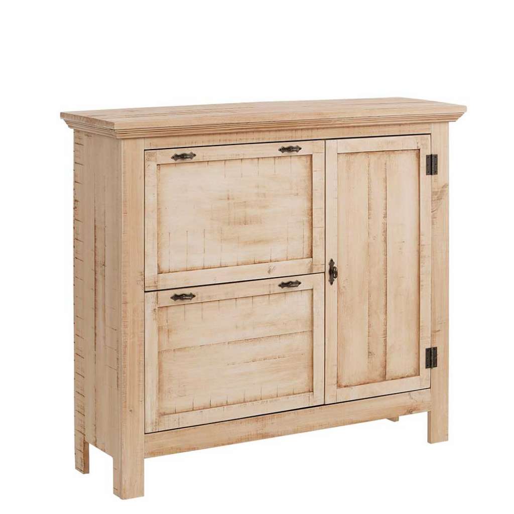 Schuh Schrank aus Kiefer White Wash massiv 120 cm breit