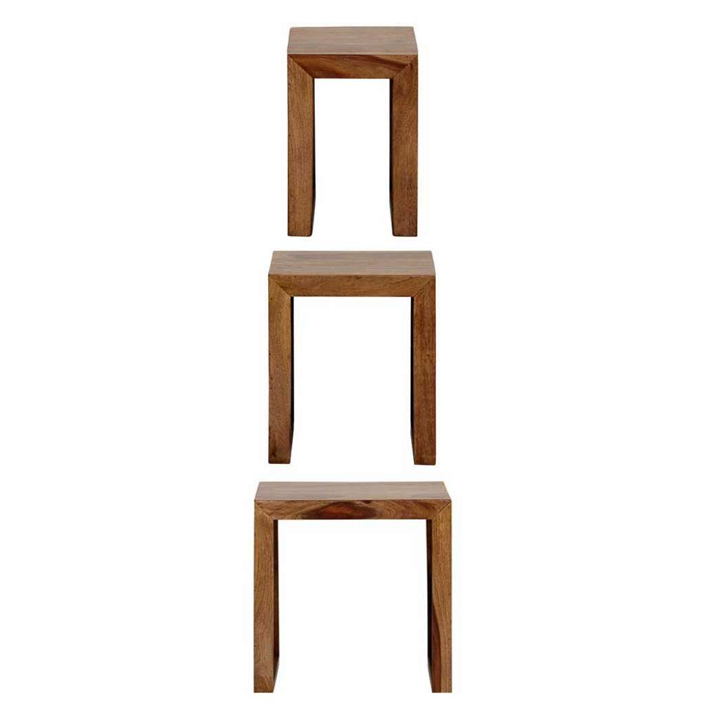 Sofatisch Set aus Sheesham Massivholz Wangen-Gestellen (3-teilig)