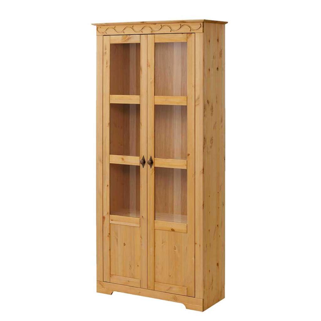 Vitrine aus Kiefer Massivholz 180 cm hoch