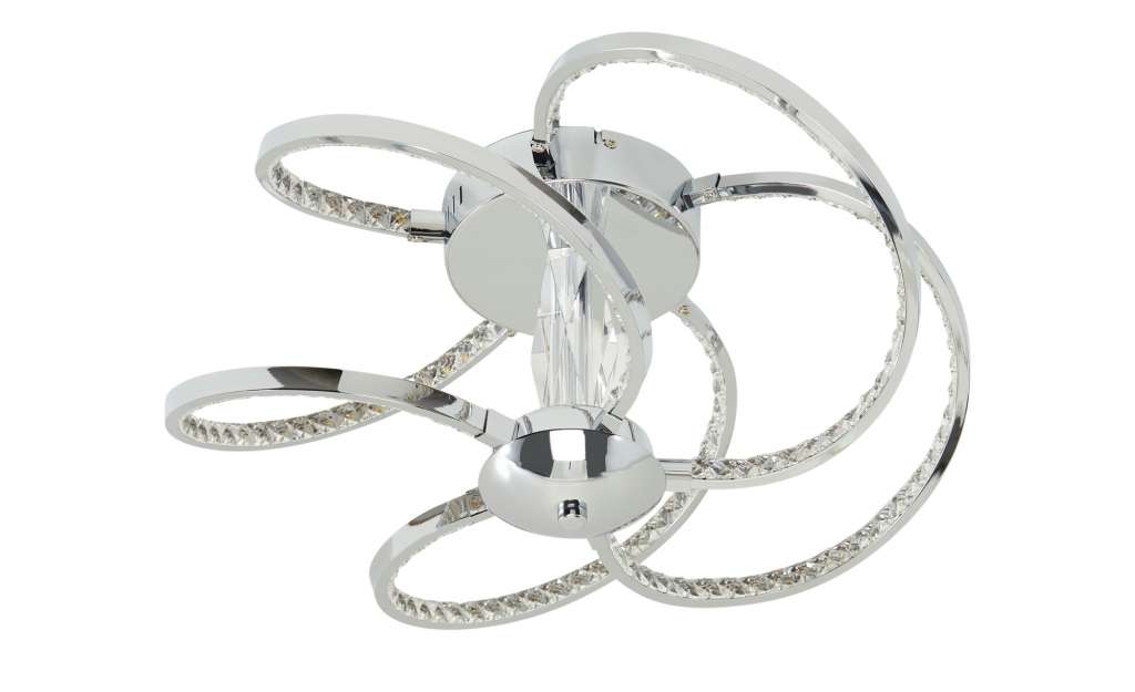 KHG LED-Deckenleuchte, 5-flammig, chrom/ Kristallglas ¦ silber ¦ Maße (cm): H: 20 Ø: 48 Lampen & Leuchten > Innenleuchten > Deckenleuchten - Höffner