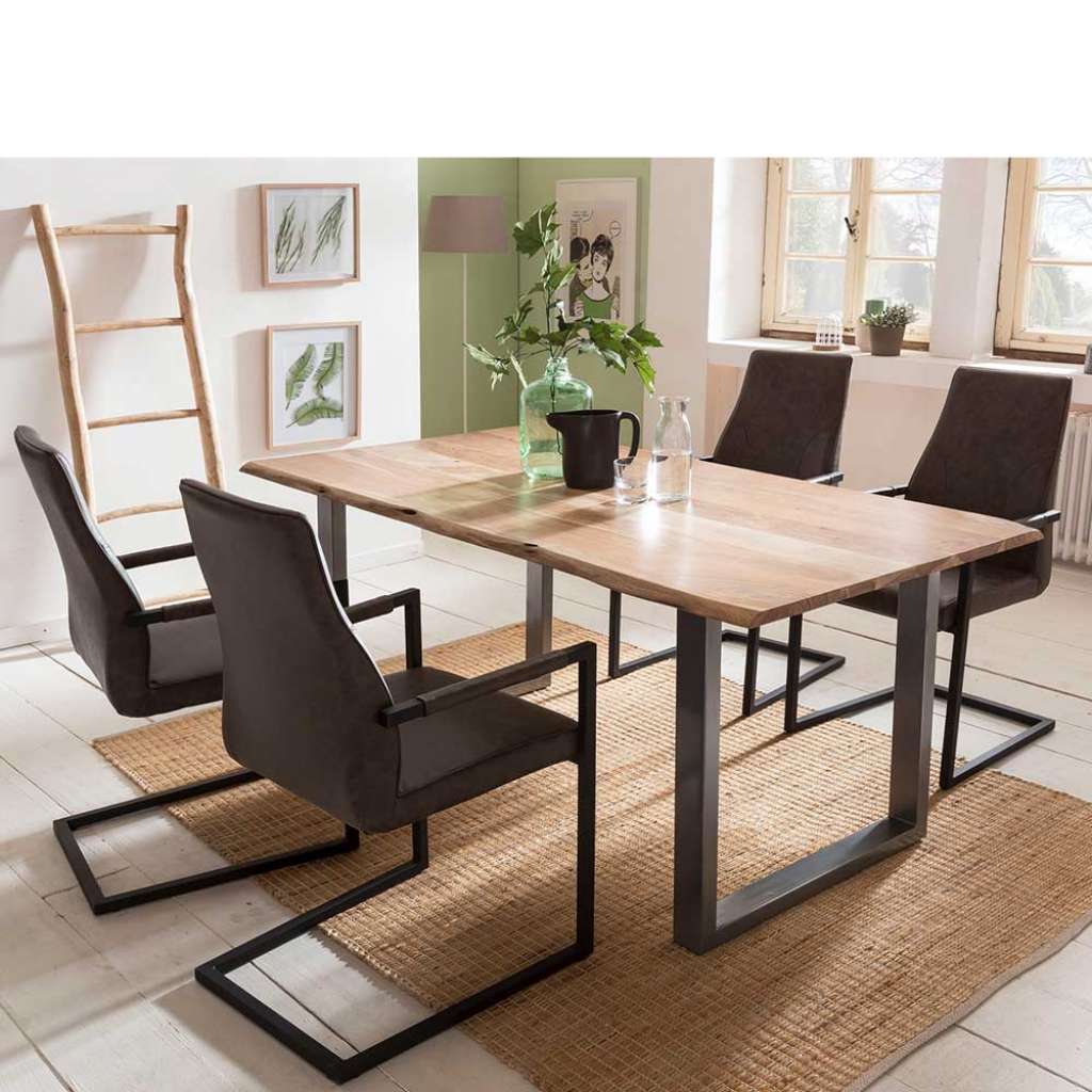 Essplatzgruppe mit Baumkanten Tisch Loft Design (5-teilig)