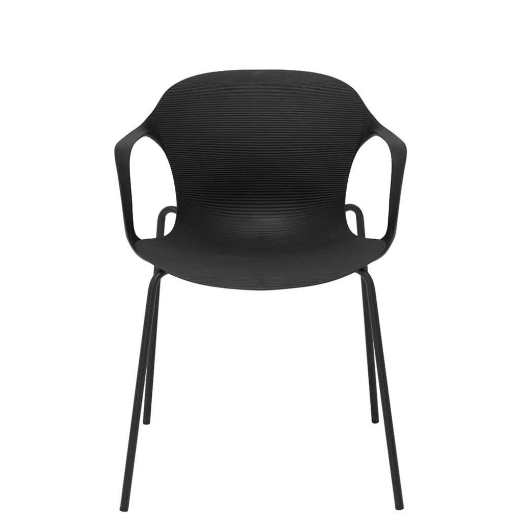 Armlehnenstühle in Schwarz Kunststoff und Metall (4er Set)