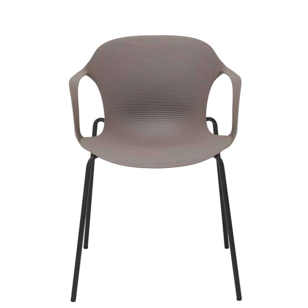 Kunststoff Armlehnenstühle in Schlammfarben Metallgestell (4er Set)