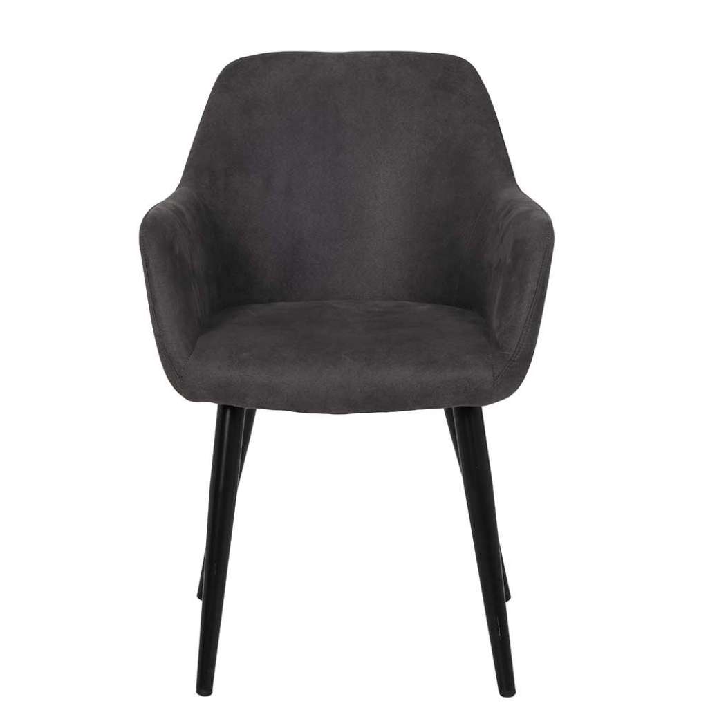 Esszimmerarmlehnstühle in Anthrazit Microfaser Metallgestell (2er Set)
