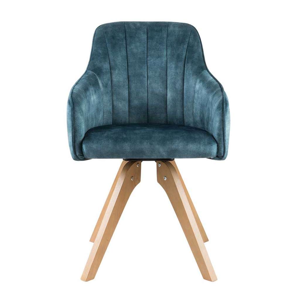 Drehbare Stühle in Petrol Velours Armlehnen (2er Set)