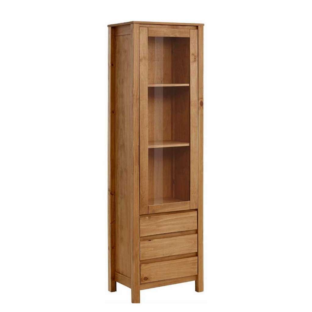 Kiefer Vitrine massiv gebeizt und geölt 180 cm hoch