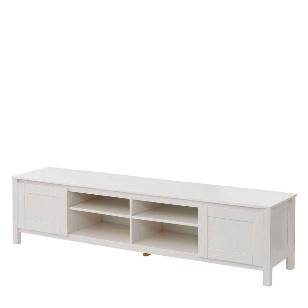 TV Board aus Kiefer Massivholz Weiß