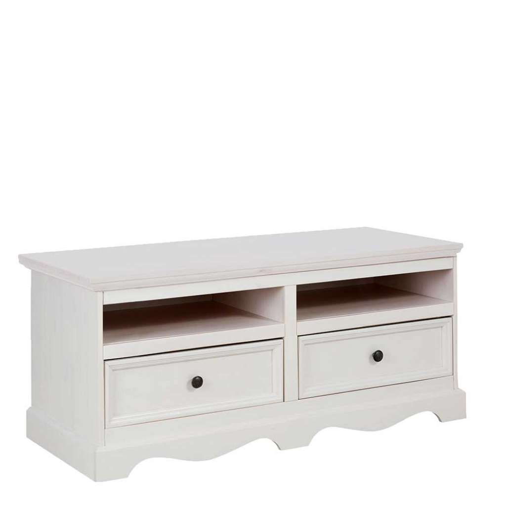 Fernseh Unterschrank in Weiß Kiefer massiv Landhaus Design